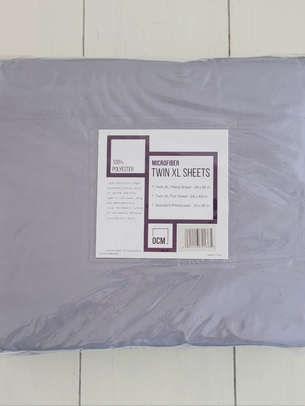 Microfiber Twin XL Sheets - Gray